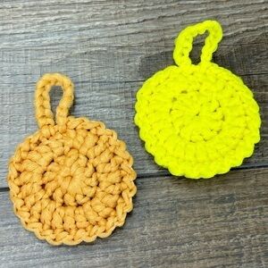 Kitchen Dish Scrubbies Set of 2 Tulle Double Layered Handcrafted Crochet